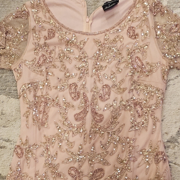 Pisarro Nights sequins beaded pink dress 6 - Picture 7 of 15